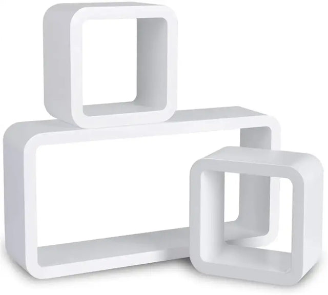 Set van 3 BukkitBow kubus wandplanken, kinderkamer boekenplanken, houten decor voor muur, praktische opbergruimte