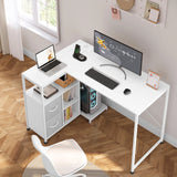L-vorm BukkitBow bureau van hout en metaal met USB-poort, modern hoekbureau voor thuis of kantoor, stijlvol en functioneel