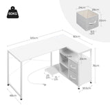 L-vorm bureau van BukkitBow met hout en metaal, USB-poort, modern hoekbureau voor thuis of kantoor.