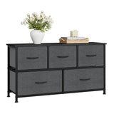 BukkitBow ladekast met 5 stoffen lades, metalen frame, geschikt als TV meubel of dressoir voor woonkamer, slaapkamer of hal