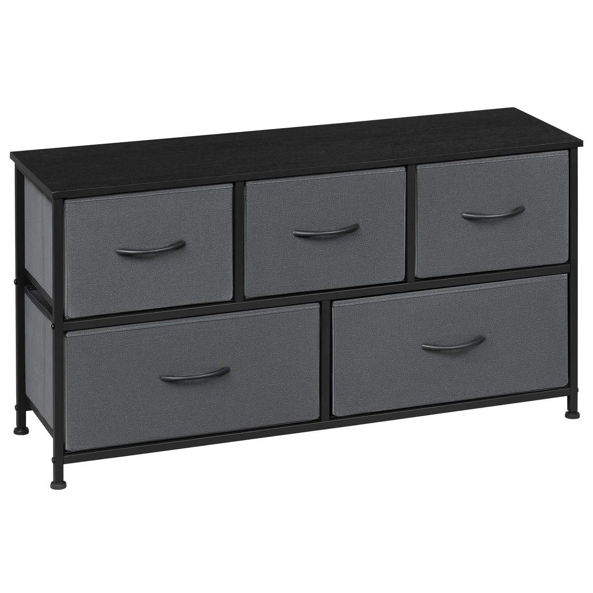 BukkitBow ladekast met 5 stoffen lades en metalen frame, geschikt als tv-meubel, dressoir voor woonkamer, slaapkamer of hal