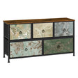 BukkitBow ladekast met 5 stoffen lades, metalen frame, TV meubel of dressoir voor woonkamer, slaapkamer of hal in modern design