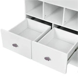 Dressoir van BukkitBow met wolkvormige handgrepen, 3 laden en 3 vakken, afmetingen 80x81,5x48 cm, modern meubelstuk.