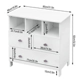 BukkitBow dressoir met wolkvormige handgrepen, 3 laden en 3 vakken, afmetingen 80x81,5x48 cm, modern opbergmeubel