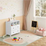 BukkitBow dressoir met wolkvormige handgrepen, 3 laden en 3 vakken, afmeting 80x81,5x48 cm, modern meubelstuk