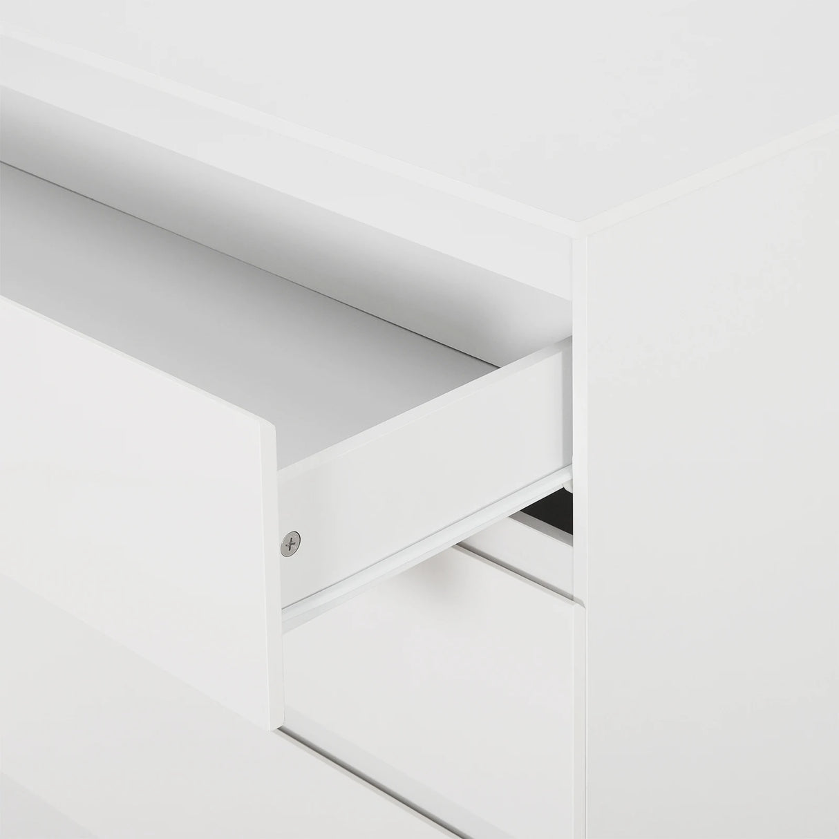 BukkitBow ladekast met 3 lades van spaanplaat, slaapkamer dressoir met opbergruimte, zwart modern design