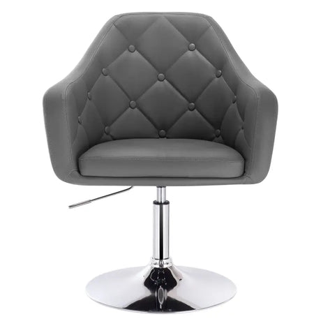Luxe BukkitBow barkruk in kunstleer en fluweel met verchroomd staal, verstelbaar, draaibaar en zithoogte van 46,5-62,5 cm.