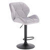 Luxe BukkitBow barkruk van fluweel of leder met rugleuning, mini-armleuning, draaibaar en voetensteun, zithoogte 60-82 cm.
