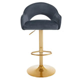 Luxe velvet barkrukken van BukkitBow met rugleuning, voetensteun en goudkleurig onderstel, set van 2, elegant en comfortabel.