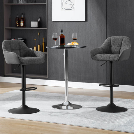 BukkitBow luxe barkrukken set van 2 met chenille en corduroy bekleding, verstelbaar in hoogte, moderne design, comfortabele zit.