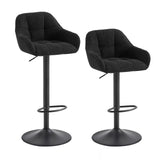 Luxe BukkitBow barkrukken set van 2 met verstelbare hoogte, bekleed met chenille en corduroy, modern en comfortabel.