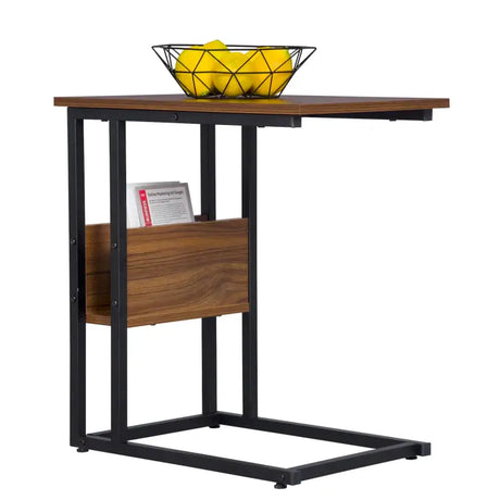 Luxe BukkitBow bijzettafel met metalen frame, opbergruimte en geschikt voor laptop, 60 cm hoog, modern design.