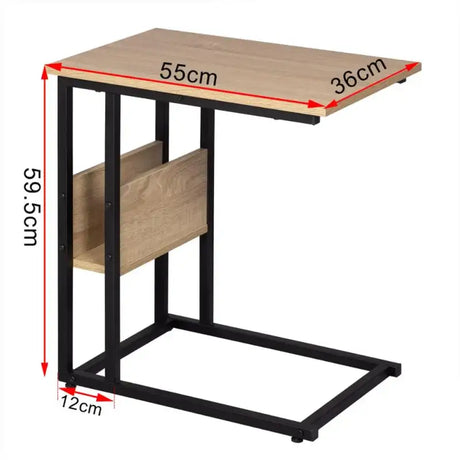 Luxe BukkitBow bijzettafel met metalen frame en opbergruimte, geschikt voor laptop, 60 cm hoog, modern design.