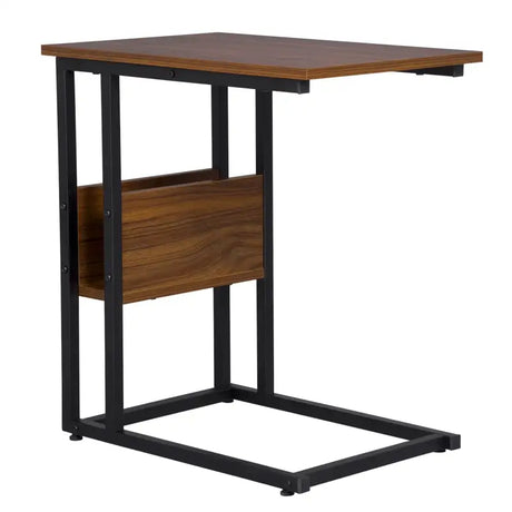 Luxe BukkitBow bijzettafel met metalen frame, opslagruimte en geschikt voor laptop, hoogte 60 cm, modern design.