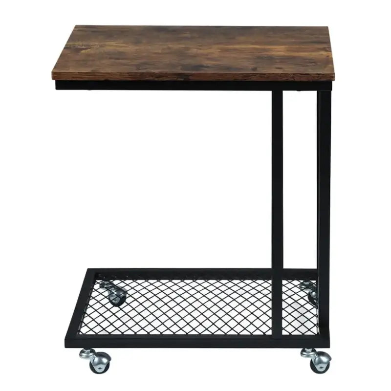 Luxe BukkitBow bijzettafel met metalen frame en wielen, geschikt voor laptop, 60 cm hoog, modern en functioneel design
