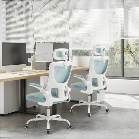 Luxe BukkitBow bureaustoel met mesh rug, metalen frame, PU wielen en verstelbare hoogte en schommelfunctie, tot 150 kg.