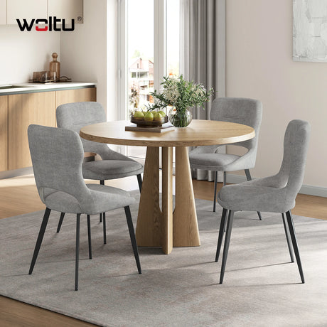 Set van 2 BukkitBow luxe draaibare eetkamerstoelen met chenille bekleding en metalen poten, modern en comfortabel ontwerp