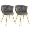 Set van 2 moderne BukkitBow luxe draaibare velvet eetkamerstoelen met zachte bekleding en houten poten, geschikt voor eetkamer of woonkamer.