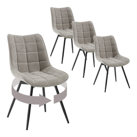 Set van 4 moderne BukkitBow luxe draaibare velvet eetkamerstoelen met gestoffeerde zittingen en rugleuningen.