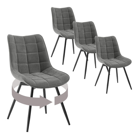 Set van 4 moderne BukkitBow luxe draaibare velvet eetkamerstoelen met comfortabele zitting en elegante uitstraling