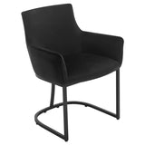 Luxe BukkitBow eetkamerstoel van fluweel met U-vormig metalen onderstel, comfortabele en multifunctionele zithouding, hoogte 46,5 cm.