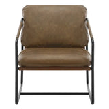 Luxe BukkitBow fauteuil met faux leer en metalen frame, afmetingen 65x80x75cm, elegant design en comfortabele zit.