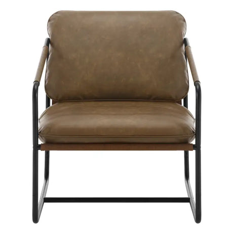 Luxe BukkitBow fauteuil met faux leer en metalen frame, afmetingen 65x80x75cm, elegant design en comfortabele zit.
