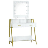 BukkitBow luxe kaptafel met LED-spiegel, opbergruimte en 2 lades, modern meubel voor make-up en accessoires.
