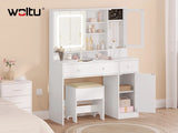 Witte BukkitBow luxe kaptafel met schuifspiegel en sieradenkast, elegant meubel voor make-up en accessoires