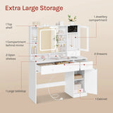 Luxe witte kaptafel van BukkitBow met schuifspiegel en sieradenkast, elegant meubel voor make-up en accessoires