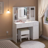 Luxe witte BukkitBow kaptafel met schuifspiegel en sieradenkast, elegante en functionele meubel voor in de slaapkamer