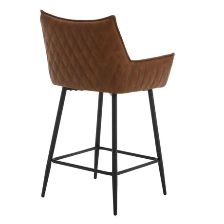 Luxe lederen barkrukken van BukkitBow met armleuningen, set van 2, 62 cm hoog, elegante en comfortabele barkrukken voor in de keuken