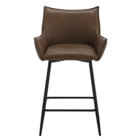 Luxe lederen barkrukken van BukkitBow met armleuningen, set van 2, 62 cm hoog, comfortabele stoelen voor in de eetkamer of bar