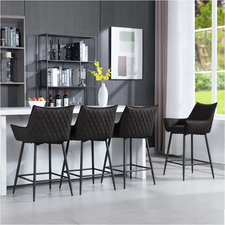 Luxe lederen barkrukken van BukkitBow met armleuningen, set van 2, hoogte 62 cm, elegante zitmeubels voor in de bar of keuken.