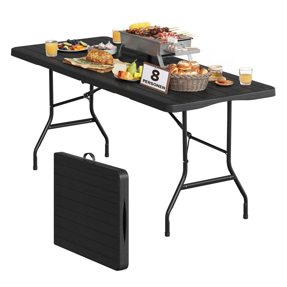 Luxe opvouwbare tuintafel van BukkitBow, 180cm, weerbestendig, perfect voor buitengebruik en gemakkelijk op te bergen.