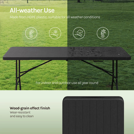 Luxe opvouwbare tuintafel van BukkitBow, 180cm, weerbestendig, geschikt voor buitengebruik, stijlvolle en praktische tuinmeubel.