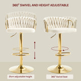 Luxe velvet barkruk van BukkitBow met gevlochten rugleuning en verstelbare hoogte, moderne en comfortabele designstoel