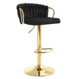 BukkitBow luxe velvet barkruk met gevlochten rugleuning en verstelbare hoogte, elegante barkruk voor moderne interieurstijl