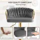 Set van 2 BukkitBow luxe velvet barkrukken met gevlochten rugleuning, elegante en comfortabele zitstoelen voor in de eetkamer