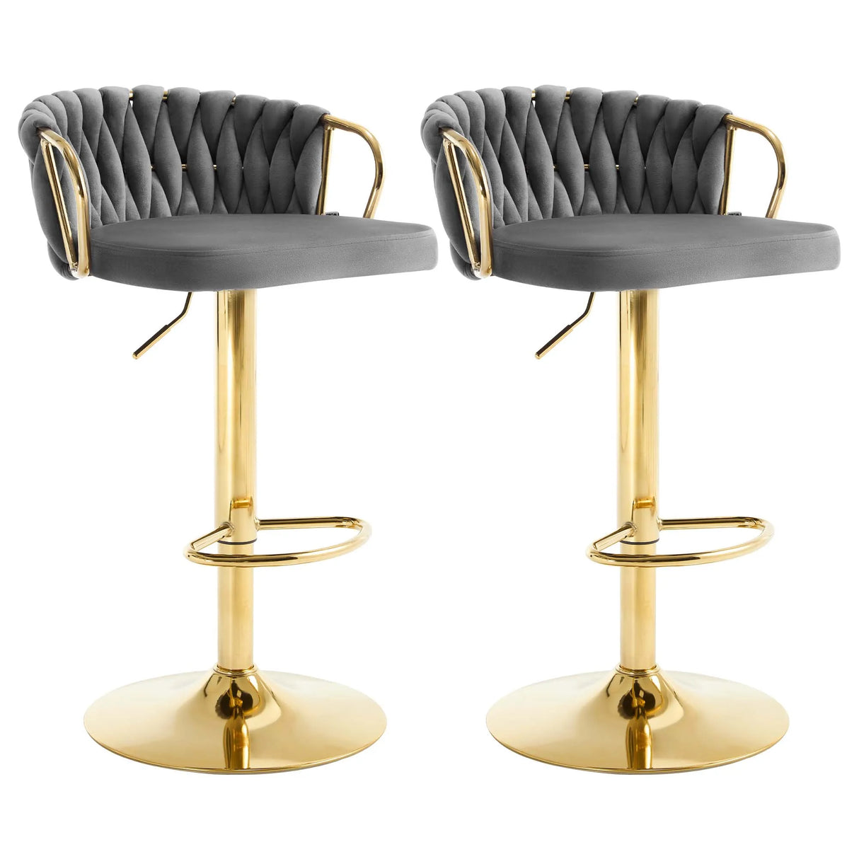 Set van 2 BukkitBow luxe velvet barkrukken met gevlochten rugleuning, elegante en comfortabele zitplaatsen voor in de eetkamer of bar