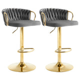 Set van 2 BukkitBow luxe velvet barkrukken met gevlochten rugleuning, elegante en comfortabele zitplaatsen voor in de eetkamer of bar
