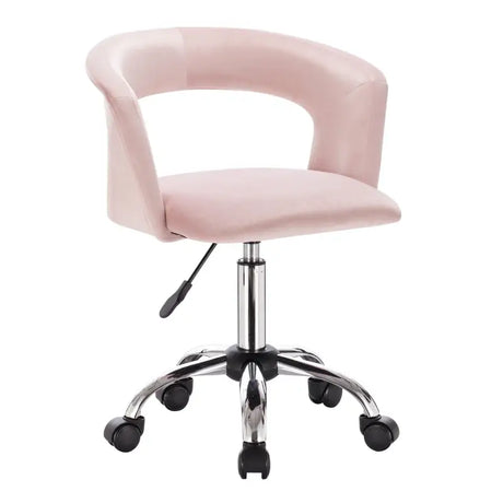 Luxe velvet BukkitBow bureaustoel met wieltjes, comfortabele ergonomische zitting en chique donkerblauwe bekleding.