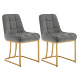 Twee luxe velvet eetkamerstoelen van BukkitBow met gouden frame, elegant design en comfortabele zit, set van 2 stuks.