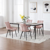 Twee luxe velvet eetkamerstoelen van BukkitBow met metalen poten, modern en elegant design, set van 2 stuks.