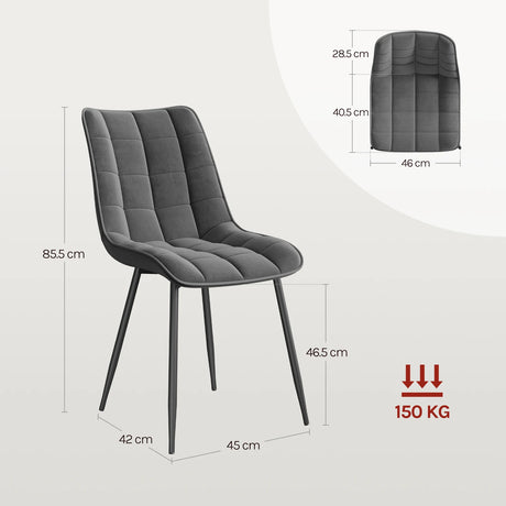 Luxe velvet eetkamerstoelen van BukkitBow met metalen poten, set van 2, elegante en comfortabele stoelen voor in de eetkamer