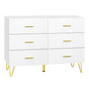 Luxe witte BukkitBow commode met zes laden en gouden details, elegante meubel voor moderne interieurstijl