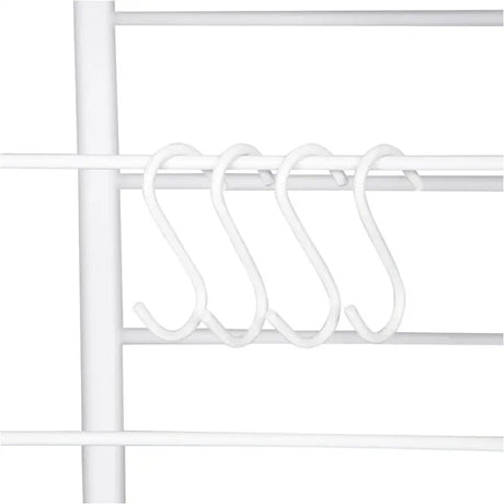 BukkitBow magnetronkast van metaal met houten afwerking, inclusief rek voor kopjes en haken voor keukengerei, zwart hout, 40x60x123cm