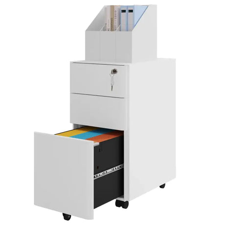 BukkitBow metalen archiefkast op wielen met 3 laden, afsluitbaar, veilig en ruimtebesparend voor kantoor of archiefopslag.