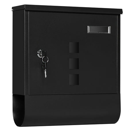 BukkitBow metalen brievenbus voor wandmontage met slot, naamplaat en weerbestendige constructie voor buiten of thuis.