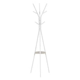Wit BukkitBow metalen kledingrek met driehoekige structuur, plankje en negen haken, 180 cm hoog, geschikt voor jassen en accessoires
